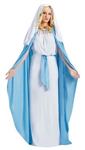 Virgin Mary Religious Adult Ladies Halloween Christmas Costume Dress Blue White - Picture 1 of 2