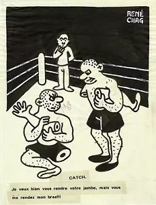 "CATCH" Tuschezeichnung aus China auf Schichtpapier von René CHAG 1944 - Bild 1 von 1