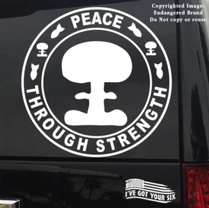 Peace Through Strength Atomic Bomb Round USA  War Sticker Decal - Picture 1 of 10