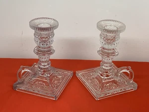 IMPERIAL GLASS, CANDLESTICKS (2) --- REPRO OF BOSTON AND SANDWICH PATTERN - Picture 1 of 4