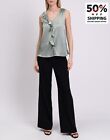 RRP€117 SOLOTRE Top Size M Silk Blend Stretch Sleeveless V-Neck Made in Italy