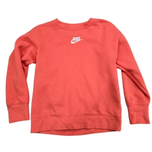 Nike Sweatshirt Girl's Small Orange Logo Long Sleeve Crew Neck Pullover Stretch - Picture 1 of 7