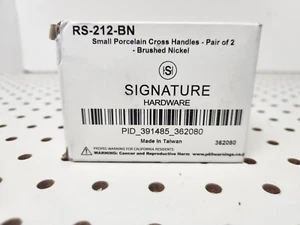 Signature Hardware RS-212-BN Porzellan Kreuzgriffe Set H/C in gebürstetem Nickel - Bild 1 von 4