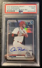 2020 Bowman Draft ALEC BURLESON 1st Chrome Auto Black /75 PSA 9 Cardinals CDA-AB
