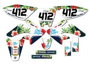 2004-2013 CRF 70 TROPIC White Senge Graphics Kit Compatible with Honda - Foto 1 di 10