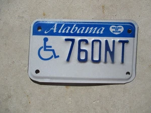 Placa de matrícula de motocicleta para silla de ruedas Alabama # 760 NT - Imagen 1 de 1