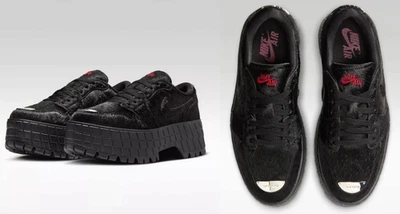 Nike Air Jordan 1 Low Brooklyn Low Triple Black Metallic Silver Shoes Womens - Image 1 of 4