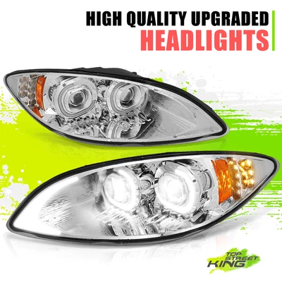 Full LED C-Halo Headlight Lamps for International Harvester ProStar 09-18 Chrome - Изображение 1 из 4