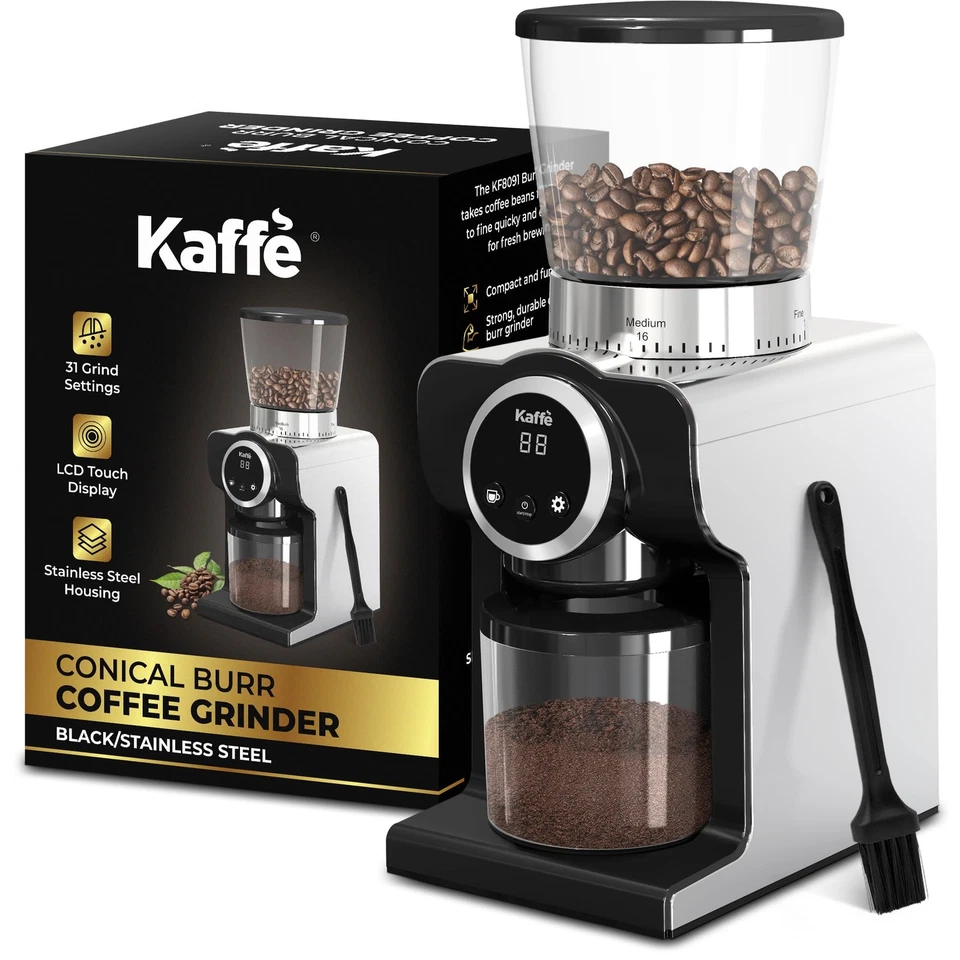 Kaffe Electric Burr Coffee Grinder (9oz) w/ 31 Adjustable Coarseness Settings