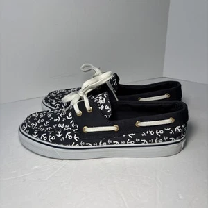 Womens Sperry Top-sider Size 8M Biscayne Navy Anchors Boat Shoes 90206 EUC - Picture 1 of 8