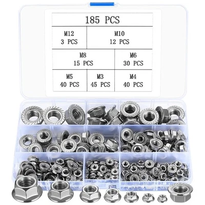 Edelstahl Flanschmuttern Set Selbstsichernde Sperrzahnmuttern M3-M12 - Bild 1 von 4