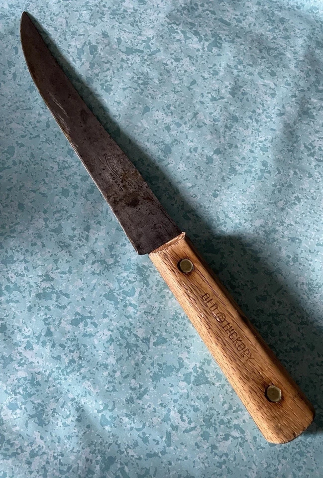 Cuchillo de nogal americano antiguo True Edge hoja de 8" Ontario Knife Co EE. UU. de colección Foto 1 de 4