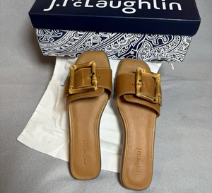 J.McLaughlin Aurora Leder-Pantoletten Sandalen Bambusschnalle Größe 8 - Bild 1 von 7