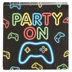 Gaming Paper Napkins ~ 16 Pk Party Napkins ~PS/X Box Theme ~ Kids Birthday Party - Picture 1 of 4
