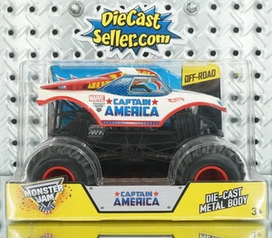 HOT WHEELS 1:24 MONSTER JAM CAPTAIN AMERICA TRUCK 20154 OFF-ROAD MARVEL - Picture 1 of 1