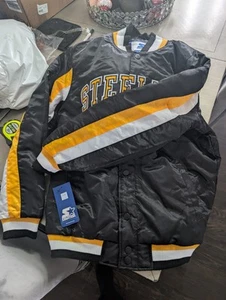 Giacca Starter x Pittsburgh Steelers NFL Satin Throwback nera da uomo taglia media - Foto 1 di 6