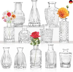 Kleine Glasvase Knospenvase Großpackung Set mit 12 Mini-Vintage-Blumenflaschen  - Bild 1 von 7