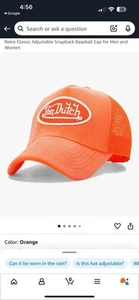 NWT Von Dutch Orange Velvet Embroidered Patch Trucker Snapback Hat - Picture 1 of 11