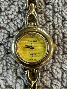 Vintage Piere Nicol Womens Watch Gold Tone Band & Case Yellow Dial New Battery - Picture 1 of 4