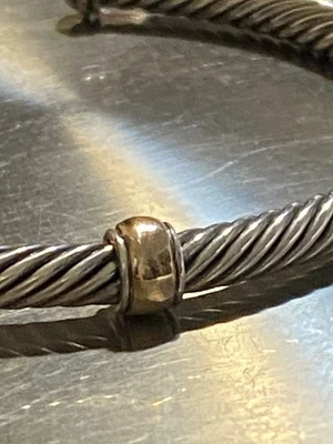 Pulsera David Yurman SingleStation 4 mm plata de ley 925 oro rosa 18 quilates mediana Foto 1 de 4