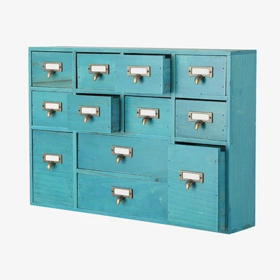 12 Drawers Apothecary Cabinet with Drawers Tabletop Apothecary Drawers Librar... - Image 1 of 4