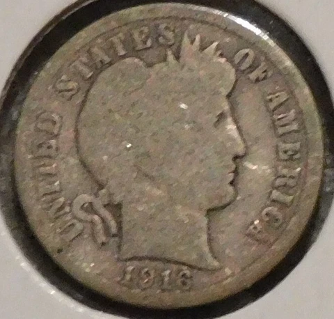 Silver Dime - Barber - 1916 - $1 Unlimited Shipping Cover