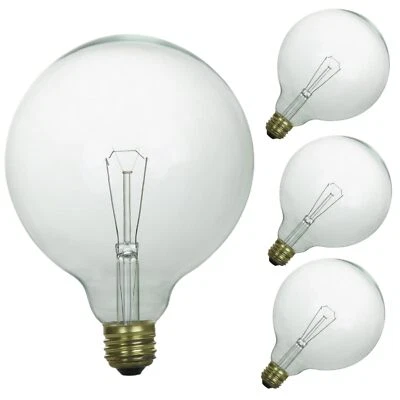 4Pack Clear Globe Light Bulb, E26, 60W, 2600K, 580LM, 130V, G40 - Image 1 of 4