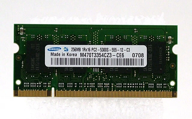 HP SAMSUNG 256MB 667MHz DDR PC2-5300 SODIMM 395316-932 - Image 1 of 1