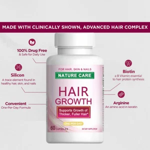 Nature's Bounty Haarwachstumsergänzung, unterstützt dickeres, volleres Haar 60 Kapseln - Bild 1 von 9