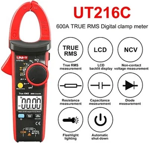 UNI-T UT216C 600A TRMS Digital Clamp Meter LCD NCV Multimeter VFC Inrush Current - Picture 1 of 12