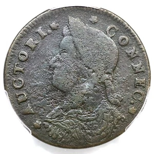 1787 M 32.7-X.1 R-5+ PCGS F Details DB Left Connecticut Colonial Copper Coin - Picture 1 of 3