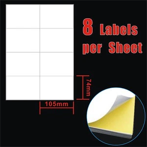 200 Sheets 10.5x74cm 8 Labels Per Page Quality A4 Shipping Label Laser Inkjet - Picture 1 of 1