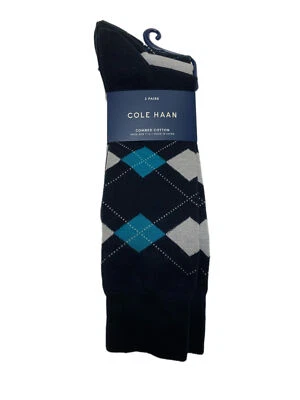 COLE HAAN Hombre 3 Par Multicolor Algodón Peinado Calcetines De Tripulación Sz - Imagen 1 de 3
