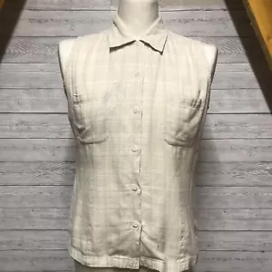Camisa top Columbia para mujer sin mangas con botones talla mediana M beige bolsillos - Imagen 1 de 8