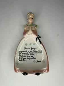 Vintage Enesco Japan Pink Prayer Spoon Rest / Some Small Edge Chips See Pics - Imagen 1 de 6