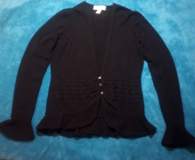 Vintage Mainbocher Pure Cashmere Black Sweater Classic Elegant Flair Size Small - Image 1 of 4