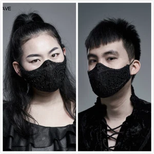 Gothic Gorgeous Style Face Accessories Embroidery Adjustable Buckle Black Mask - Picture 1 of 10