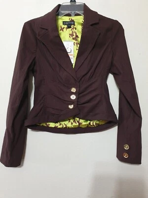 Chaqueta Blazer Rampage Marrón Elastizada Forrada Recortada Marrón Dorado Botones Pequeña Nueva con Etiquetas Foto 1 de 4