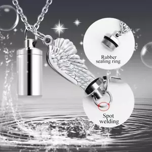 Stainless Locket Pendant Necklace Ash Urn Hair Capsule Cremation Keepsake Sliver - Picture 1 of 7