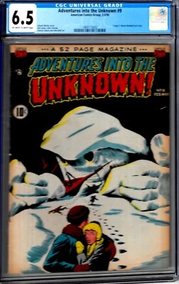 ADVENTURES INTO THE UNKNOWN #9-CGC 6.5-FINE+ACG HORROR COMIC-1950 - Image 1 of 2