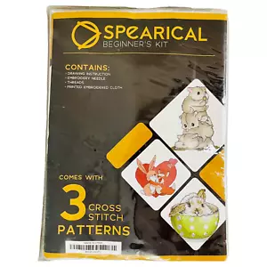 Cross Stitch Kit Stamped Beginner's Level Set of 3 Animal Patterns Spearical NOS - Picture 1 of 4