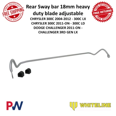 Whiteline BCR15Z Rear Sway Bar 18mm Blade Adjustable For 04-12 Chrysler 300C - Imagem 1 de 4