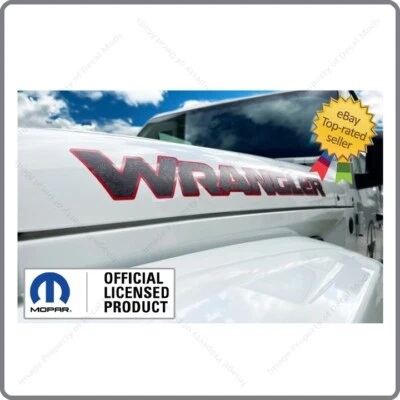 SET OF 2 - Jeep WRANGLER Hood Decals Stickers 3D Topo Map Lines Black Red UV1A0 - Image 1 of 4