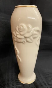 Lenox Cream Colored Rose Bud Vase with Gold Trimming at both Top and Bottom - Picture 1 of 7