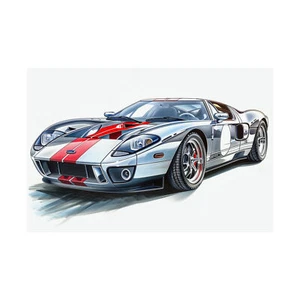 Ford GT40 Wall Art – Hand-Drawn Le Mans Poster, Classic Racing Car Print, Garage - Picture 1 of 19