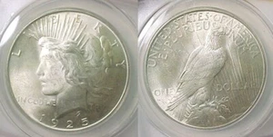 1925 P Peace Silver Dollar ANACS Certified Brilliant Uncirculated BU MS 64 - Picture 1 of 2
