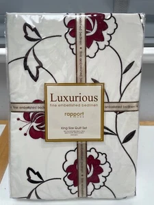 RAPPORT Creme verziert King/Groß Bettwäscheset Bezug Kissenbezug Luxuriös Blumen ASCOT - Bild 1 von 5