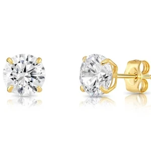 10K Echt Massiv Gold Solitär Rund CZ Schläfer Ohrstecker Push-Back 2,5 mm-8 mm - Bild 1 von 13
