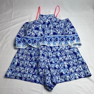 Lilly Pulitzer Womens Celyn Romper Size 0 Bomber Blue Get Trunky - Picture 1 of 20