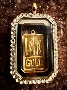 FREE 585 Pure 14K Gold Ingot 2 Gram Bar Filled Fine Sterling Silver Cool Bullion - Picture 1 of 6